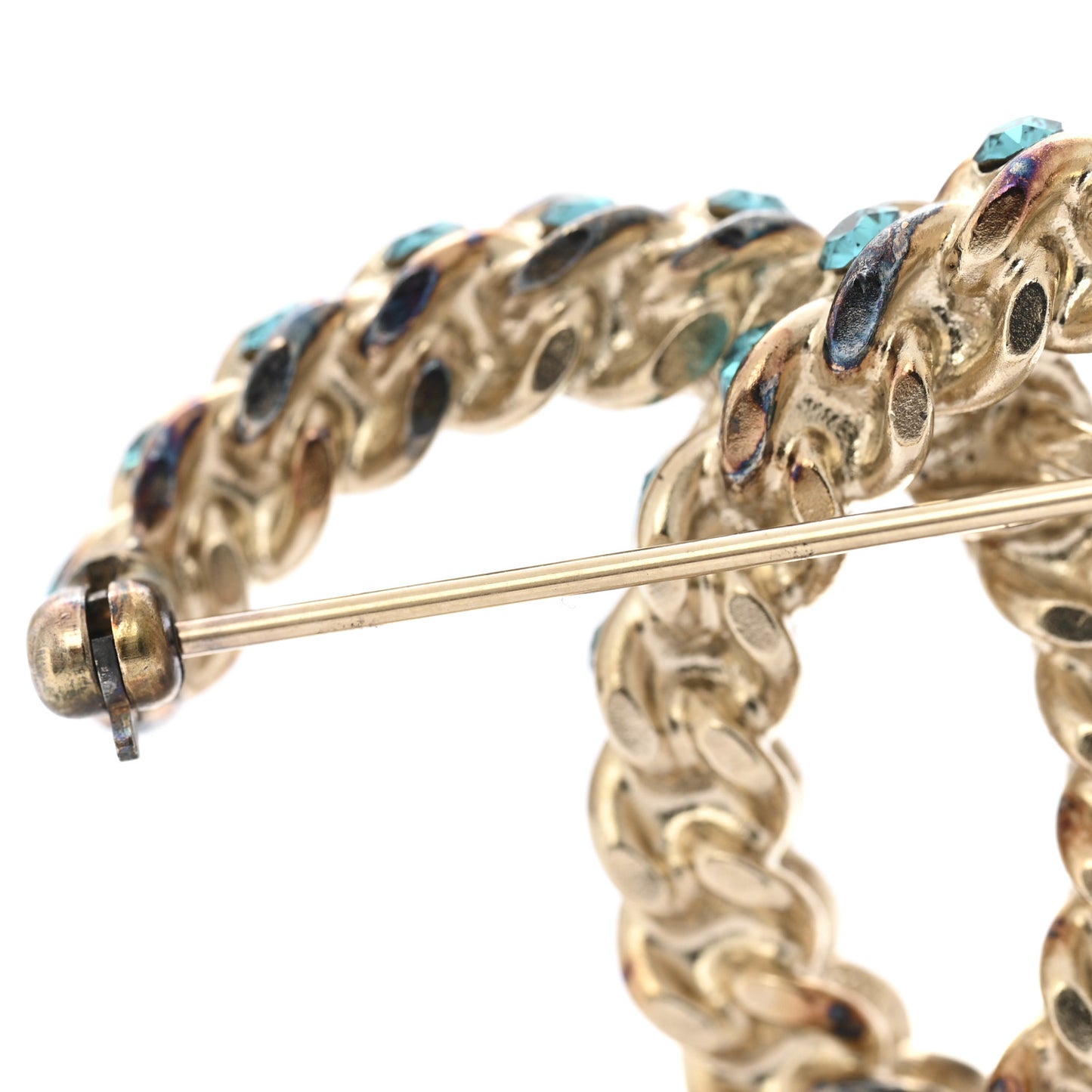 Iridescent Crystal CC Brooch Blue