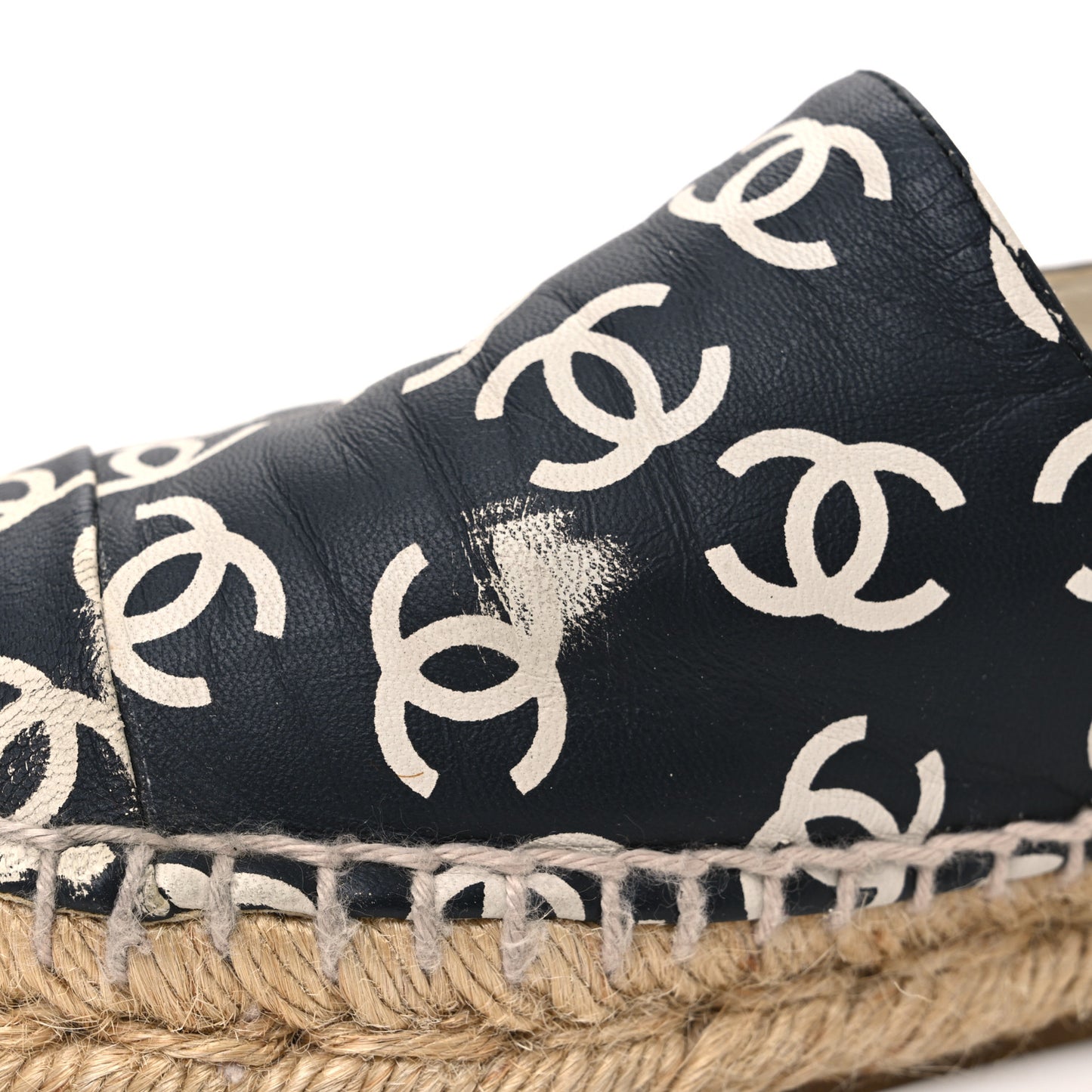 Lambskin Printed CC Espadrilles 36 Black White