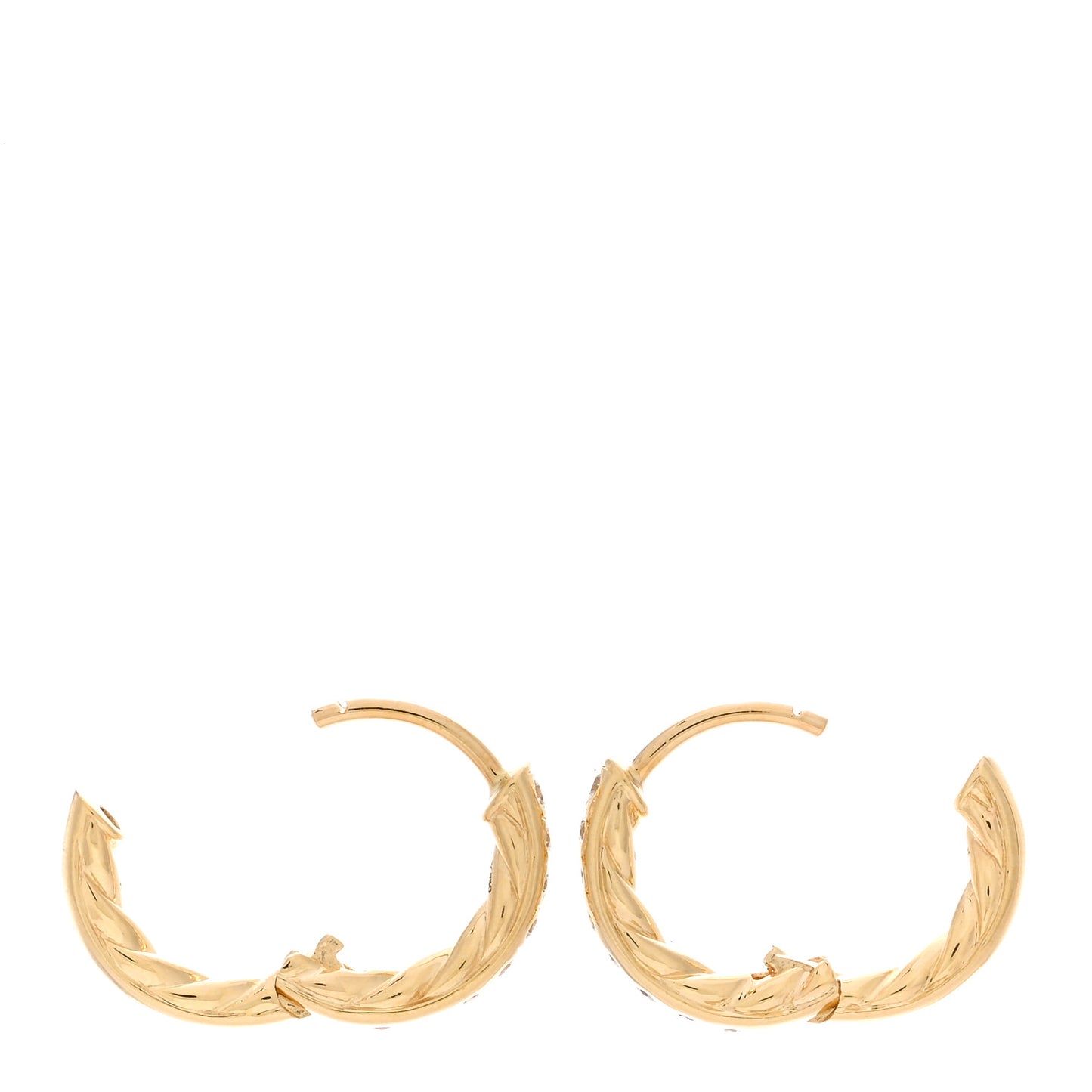 18K Yellow Gold Diamond Sculpted Cable Huggie Hoop Earrings