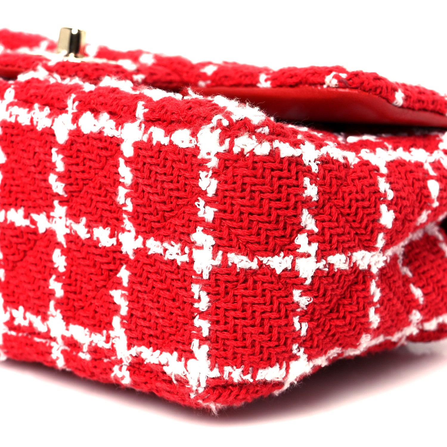 Chanel Tweed Quilted Mini Rectangular Flap White Red 11 of 11
