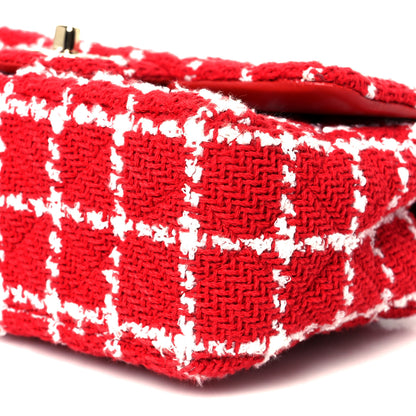 Chanel Tweed Quilted Mini Rectangular Flap White Red 11 of 11