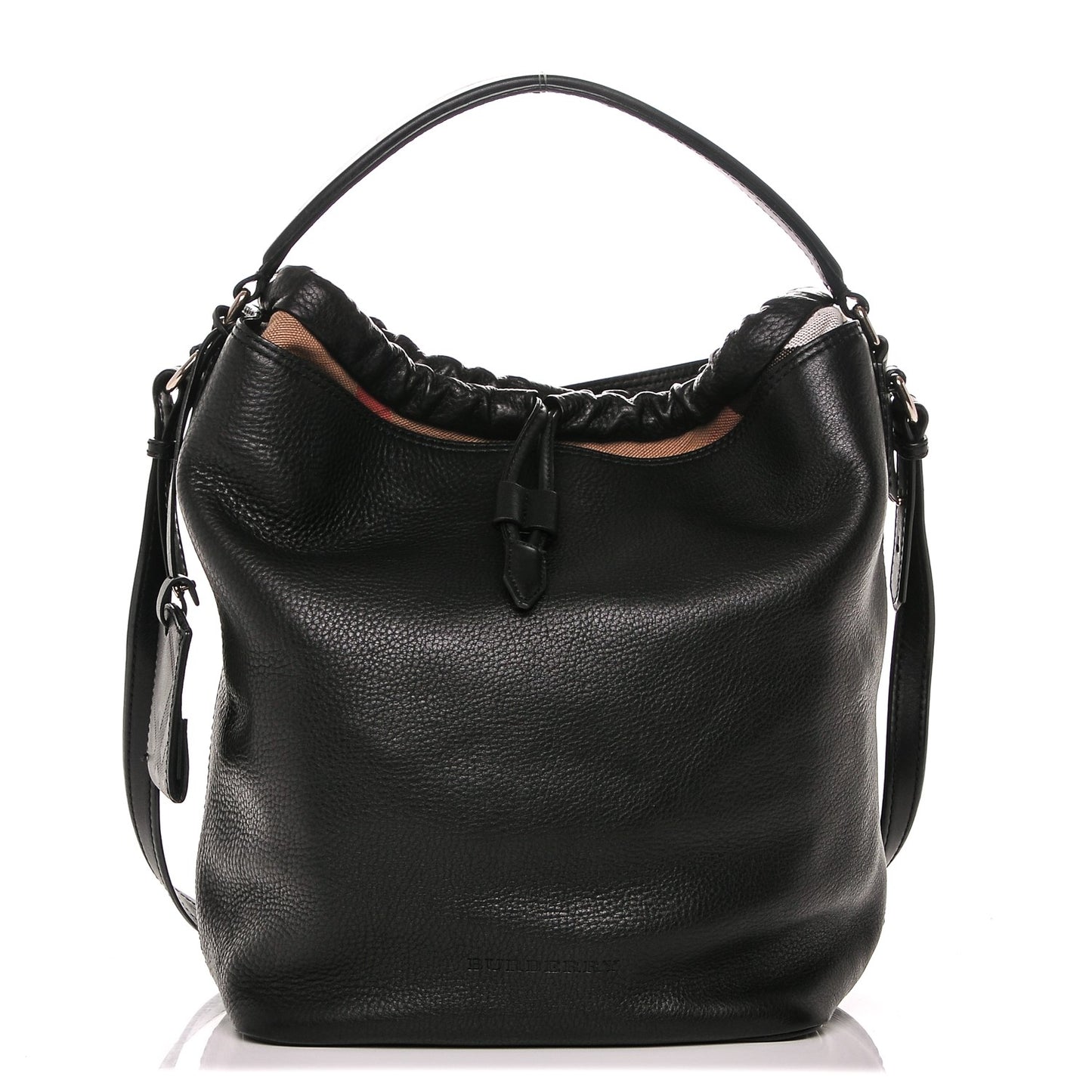 Grainy Calfskin Canvas Mega Check Medium Ashby Hobo Black