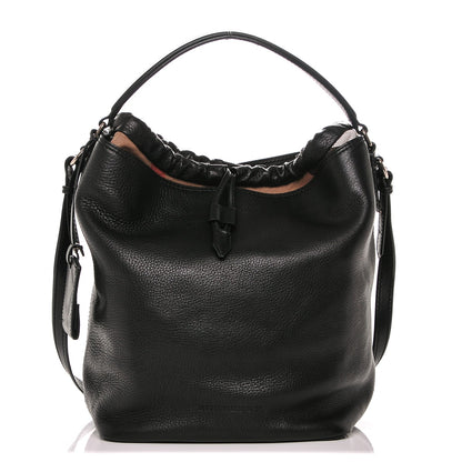 Burberry Grainy Calfskin Canvas Mega Check Medium Ashby Hobo Black 1 of 8