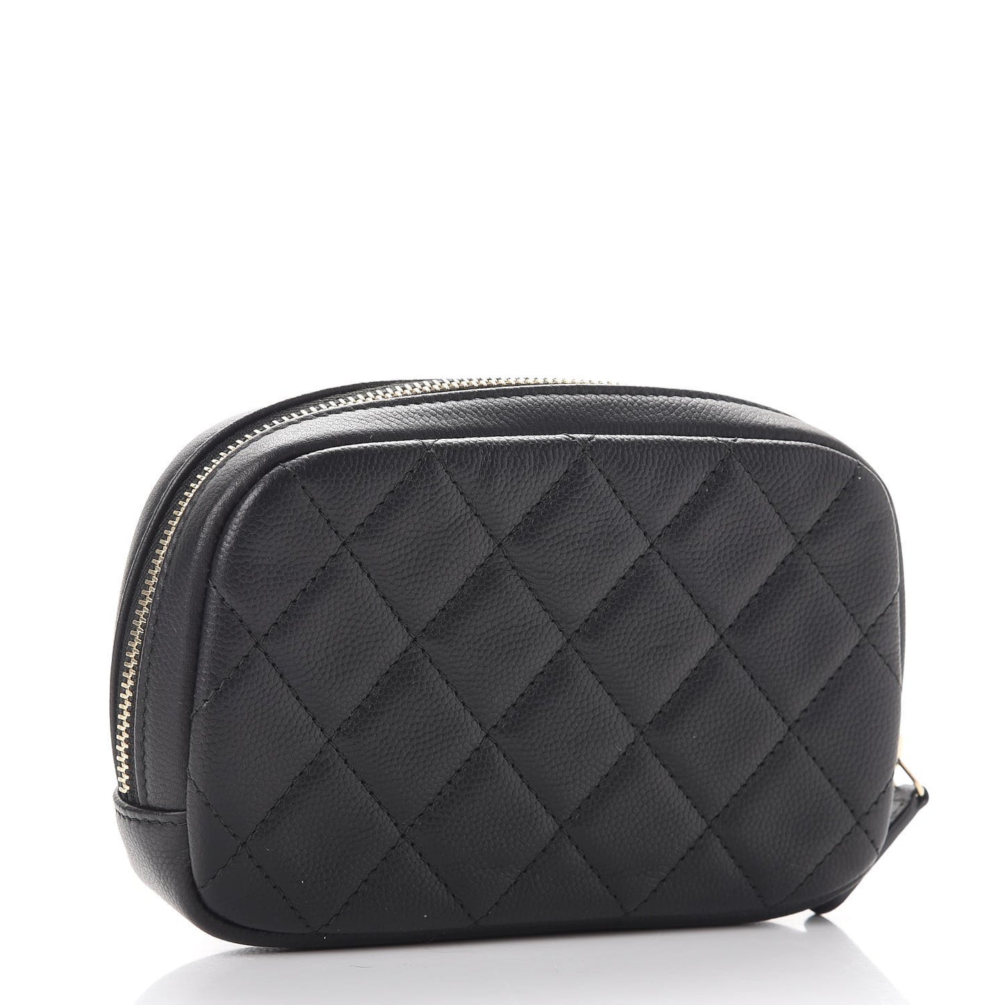 Caviar Quilted Small Curvy Pouch Cosmetic Case Black