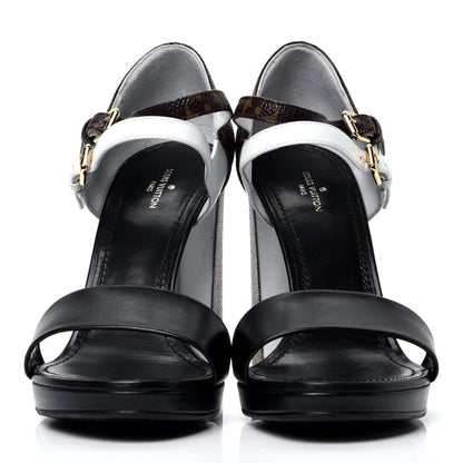 Louis Vuitton Calfskin Monogram Matchmake Cross Sandals 38 Black White 2 of 10