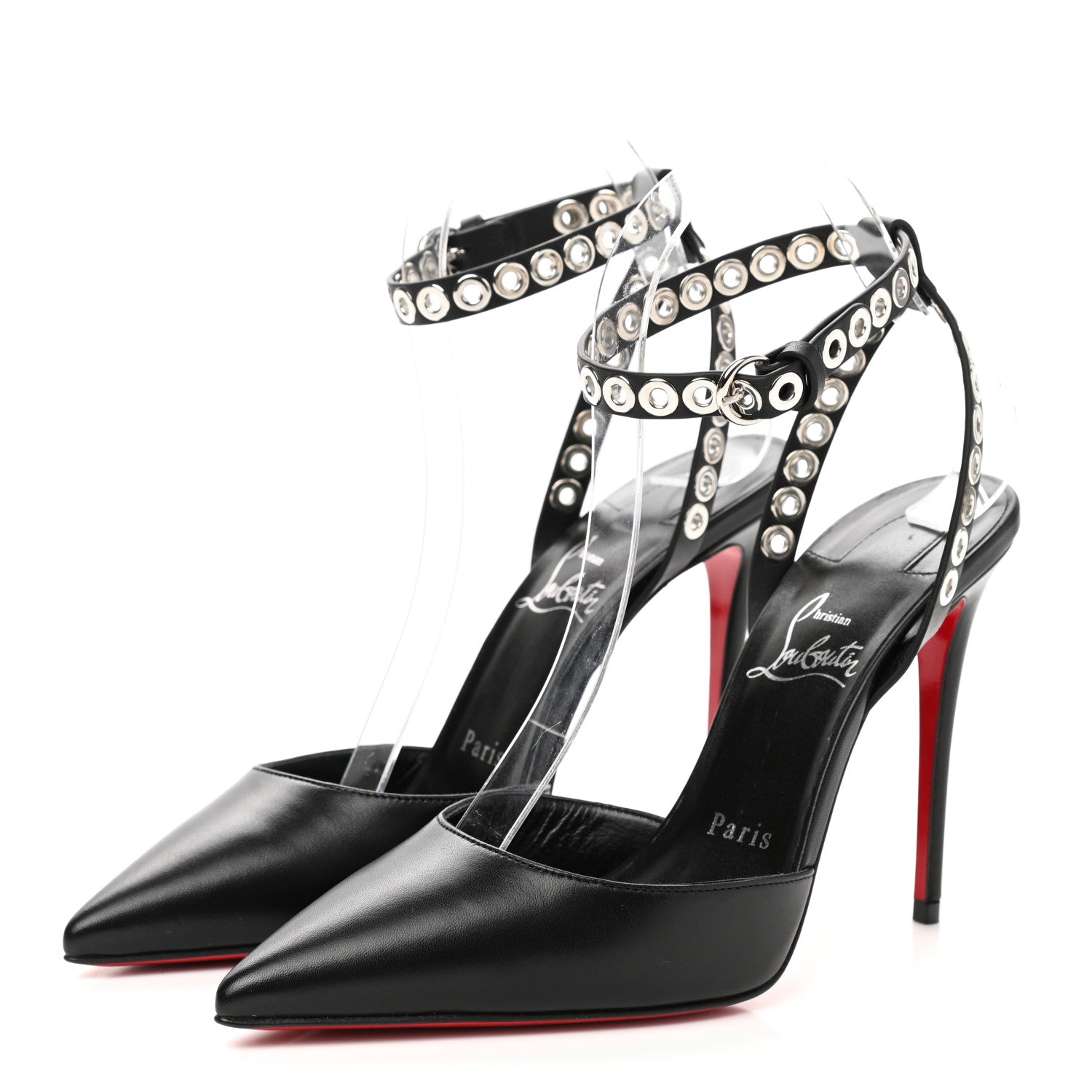 Christian Louboutin Calfskin Embellished Pumpaclou 100 Pumps 36.5 Black 3 of 8