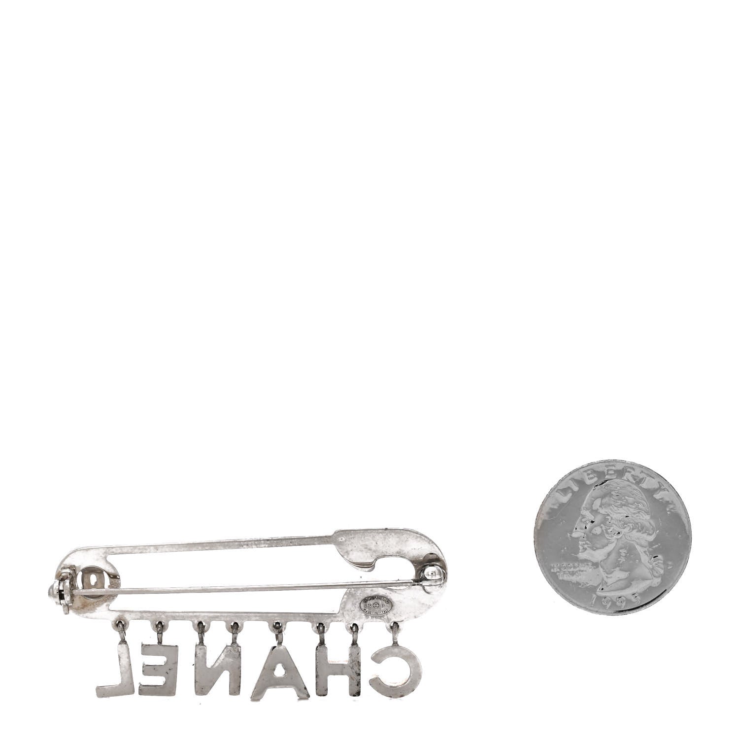 Chanel Crystal Safety Pin Brooch Silver 2 of 4