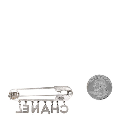 Chanel Crystal Safety Pin Brooch Silver 2 of 4