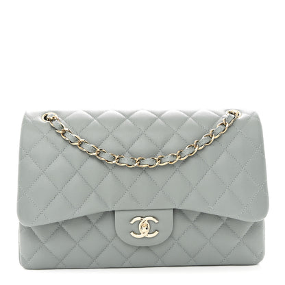 Chanel Caviar Quilted Jumbo Double Flap Light Blue 1 of 10