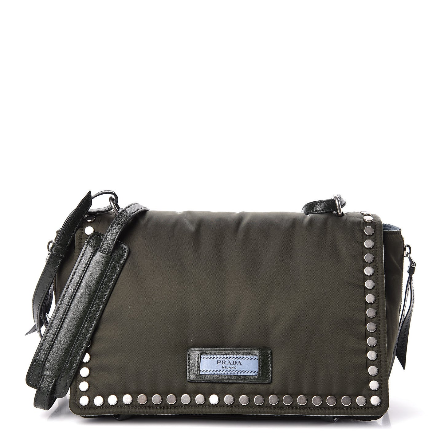 Nylon Tessuto Studded Small Etiquette Bag Militare Astrale