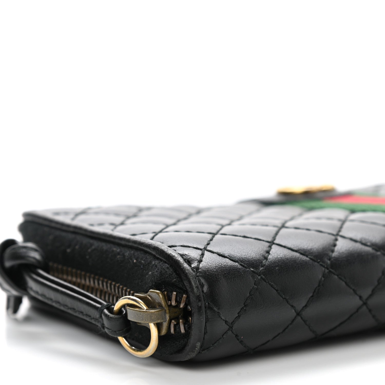 Gucci Calfskin Web Trapuntata GG Zip Around Wallet Black 8 of 9