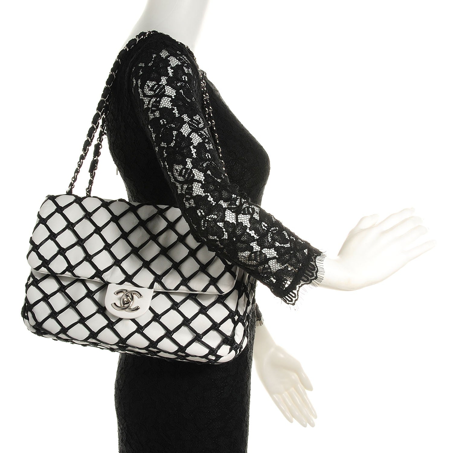 Chanel Calfskin Canebiers Medium Net Flap White 2 of 8