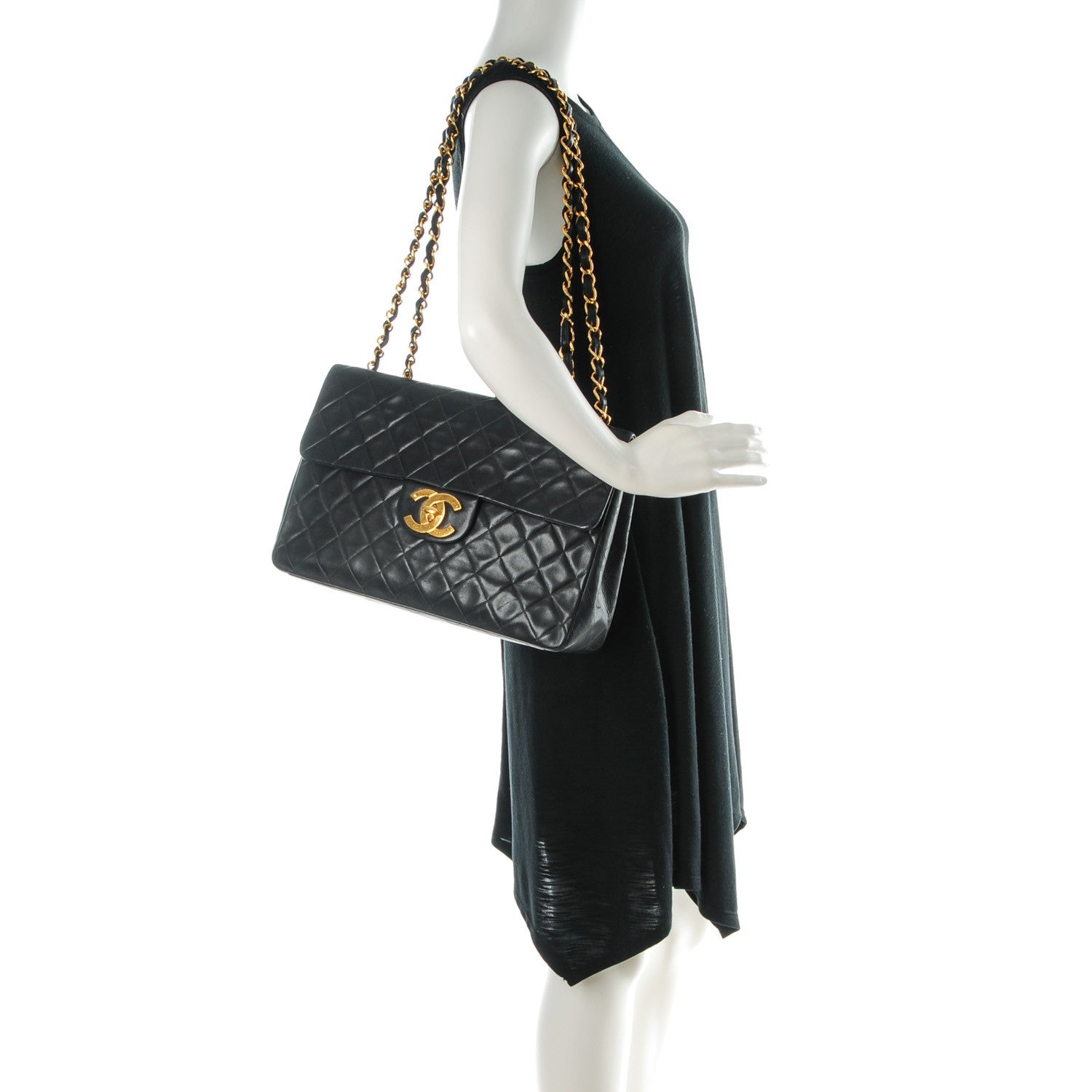 Chanel Lambskin Quilted XL Jumbo Single Flap Black 2 of 9