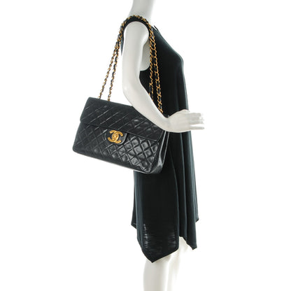 Chanel Lambskin Quilted XL Jumbo Single Flap Black 2 of 9