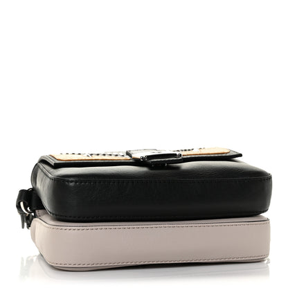 Fendi Calfskin Elaphe Crocodile Monster Studded Micro Double Baguette Black Grigio Polvere 5 of 13
