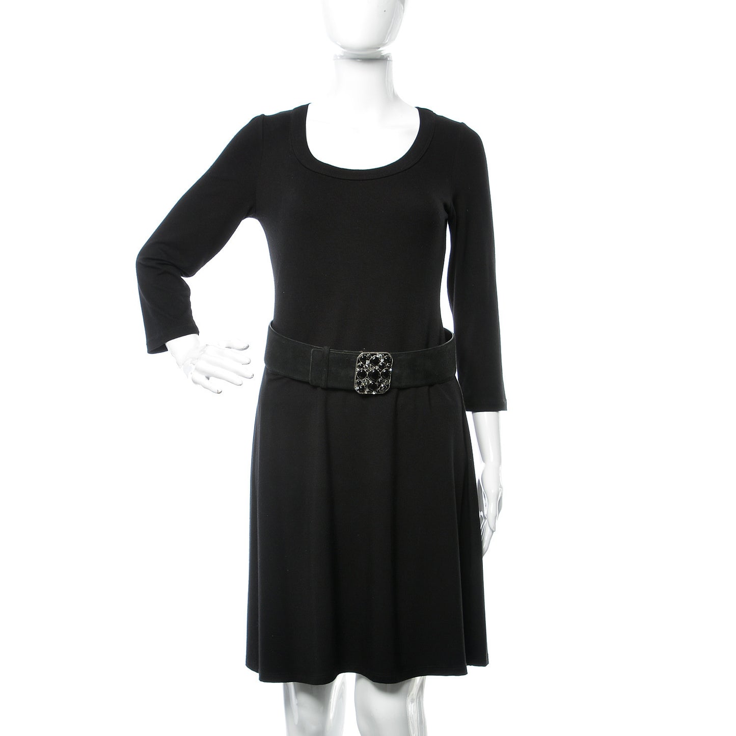 Suede Gripoix Poured Glass Buckle Belt 80 32 Black