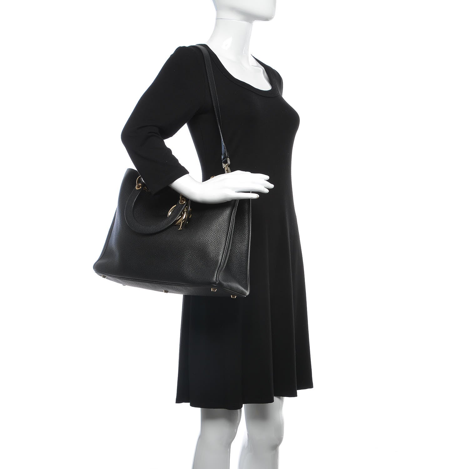 Christian Dior Bullcalf Large Diorissimo Tote Black Rose Indien 2 of 12