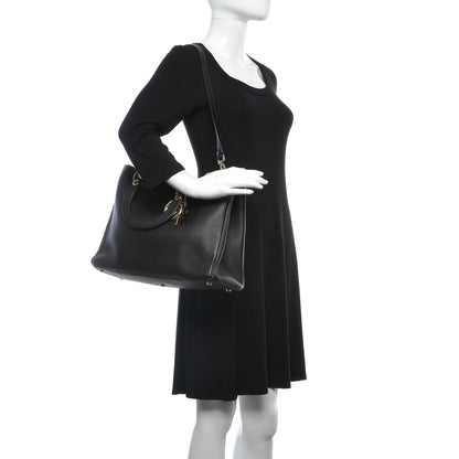 Christian Dior Bullcalf Large Diorissimo Tote Black Rose Indien 2 of 12