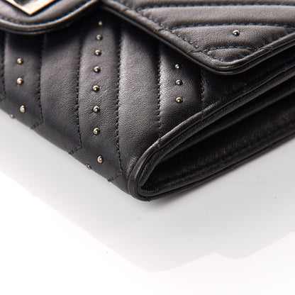 Chanel Sheepskin Chevron Quilted Studded Reissue Flap Wallet Black 6 of 10