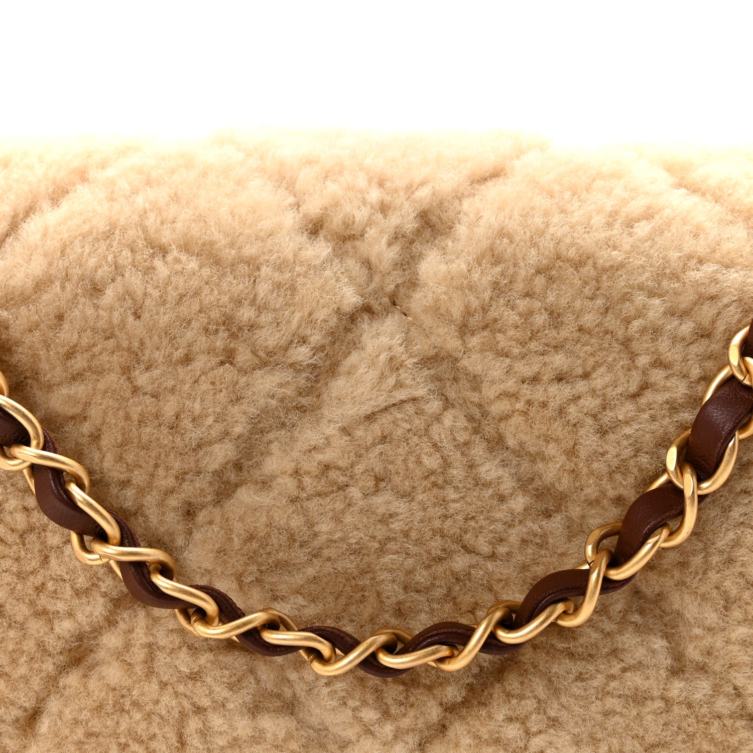 Chanel Shearling Lambskin Quilted Furry Coco Flap Beige Dark Brown 8 of 11