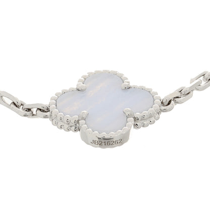 Van Cleef & Arpels 18K White Gold Chalcedony 5 Motifs Vintage Alhambra Bracelet 4 of 5