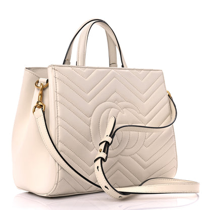 Gucci Calfskin Matelasse Small GG Marmont Tote White 3 of 23