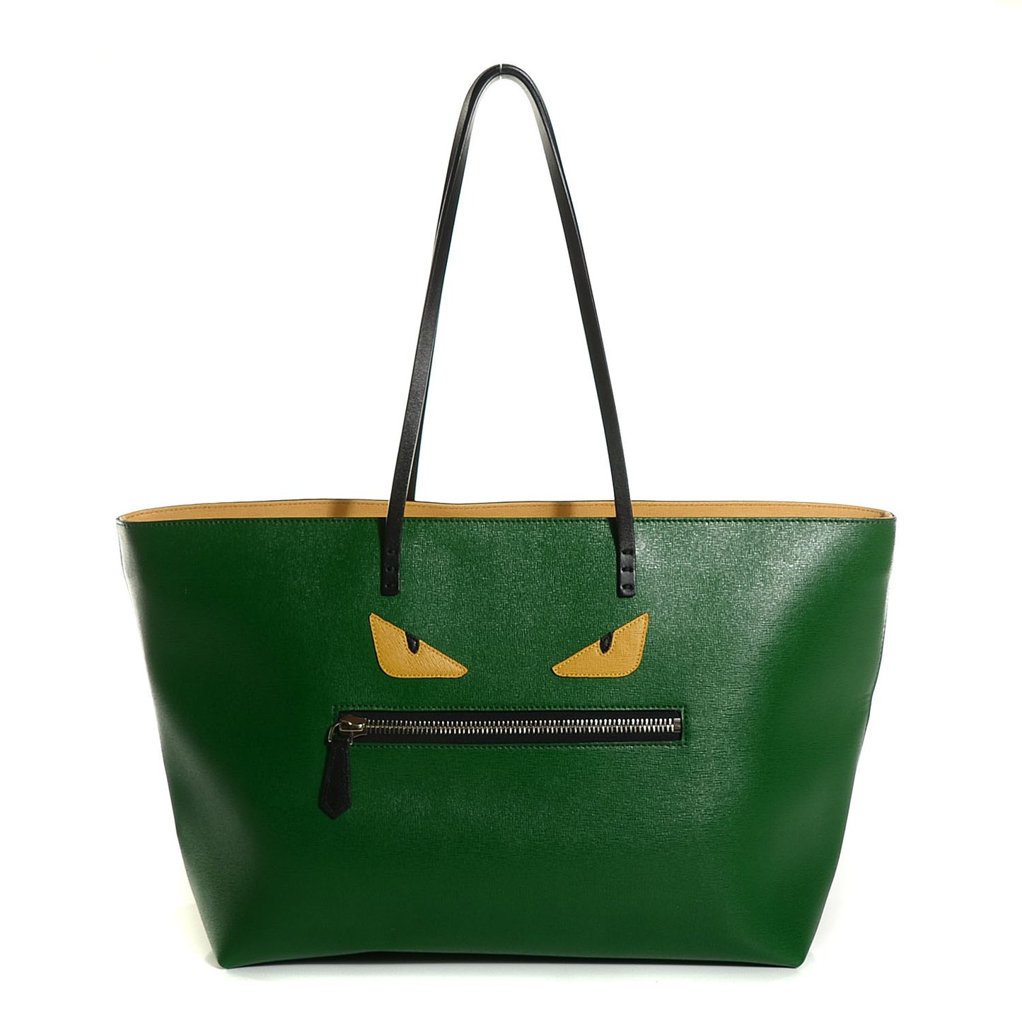 Vitello Elite Cuoio Monster Buggies Medium Roll Tote Emerald Black Multicolor Yellow