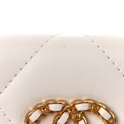 Chanel Lambskin Quilted Chanel 19 Flap Coin Purse With Chain White 12 of 14