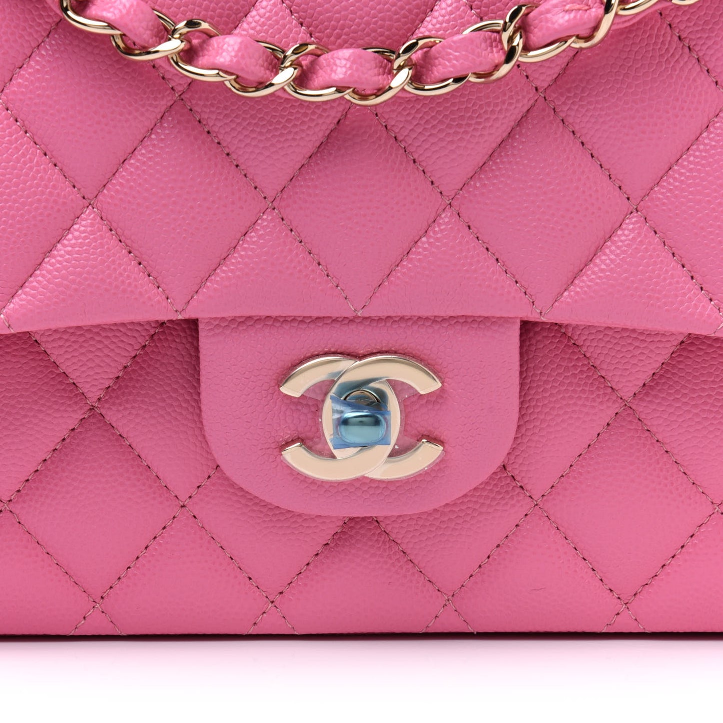 Caviar Quilted Medium Double Flap Pink
