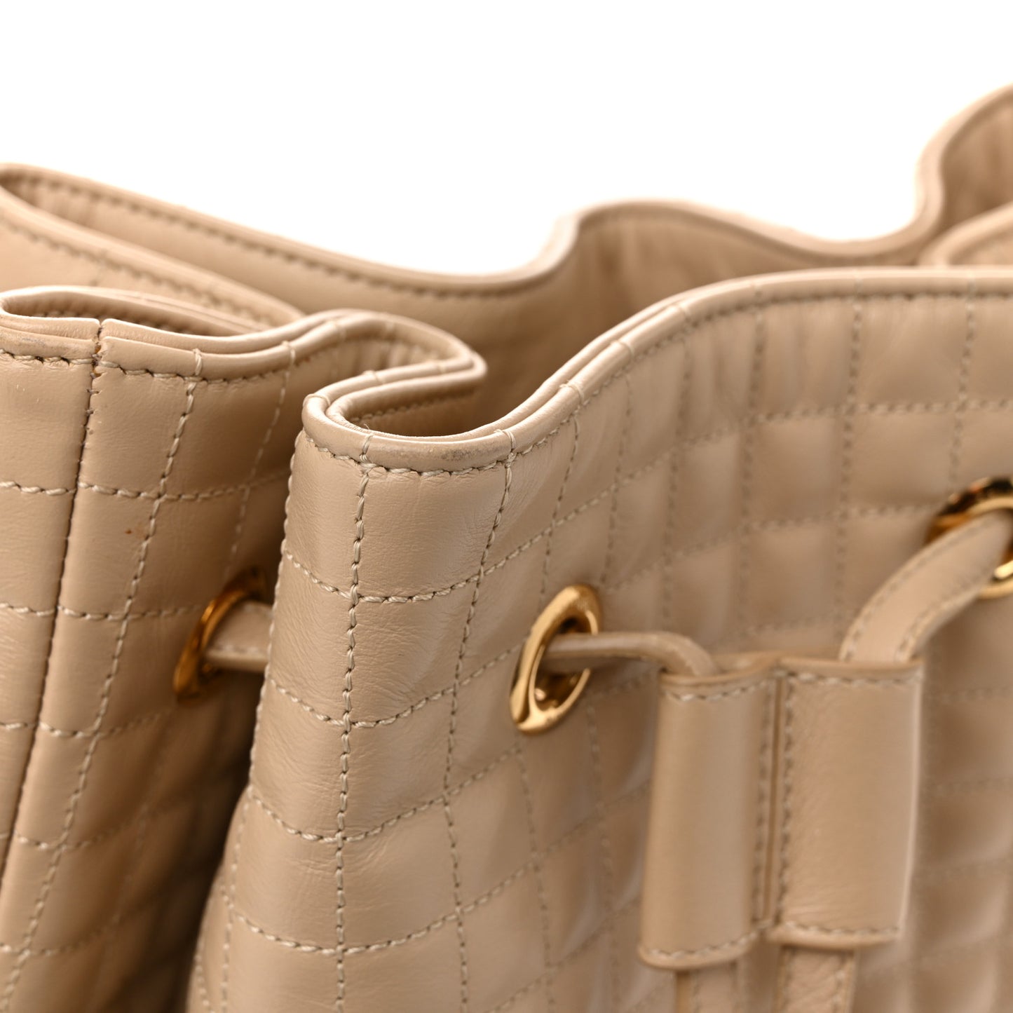 Calfskin Quilted Medium C Backpack Beige