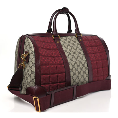 Gucci Monogram GG Mignon Textured Dollar Calfskin GG Supreme Monogram Quilted Medium Savoy Duffle Bag Burgundy Beige Ebony 2 of 9
