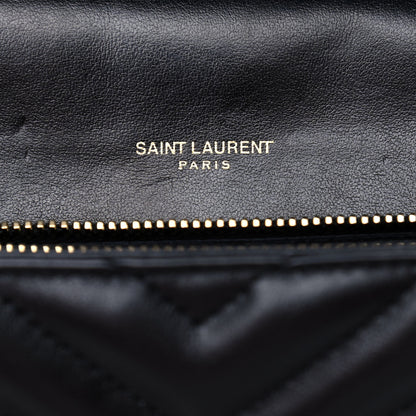 Saint Laurent Calfskin Matelasse Chevron Studded Monogram Medium College Bag Black 5 of 11