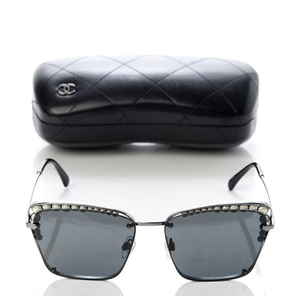 Chanel Metal Square Frame Pearl Sunglasses 4235-H Dark Grey 8 of 8