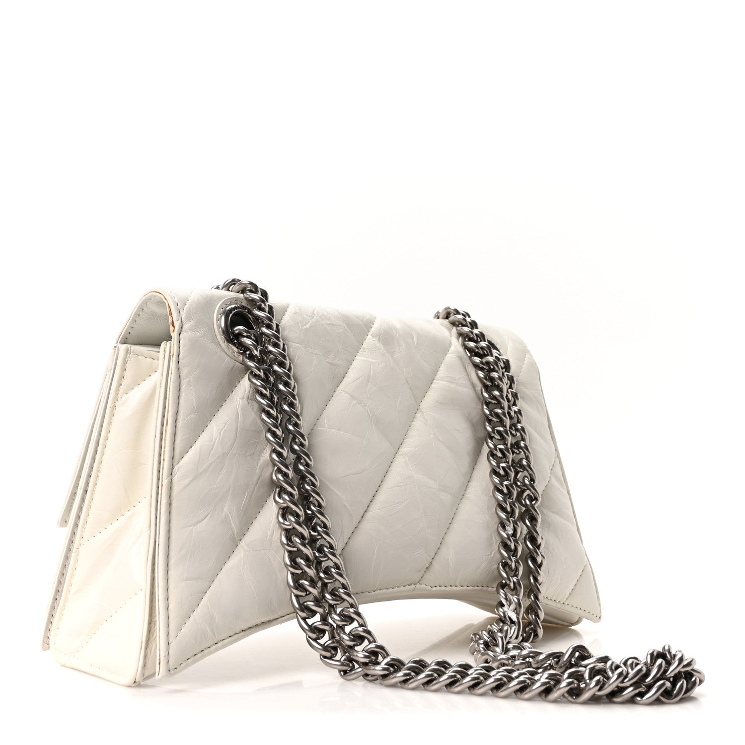 Balenciaga Crushed Calfskin Quilted Small Crush Chain Bag Optic White 3 of 10