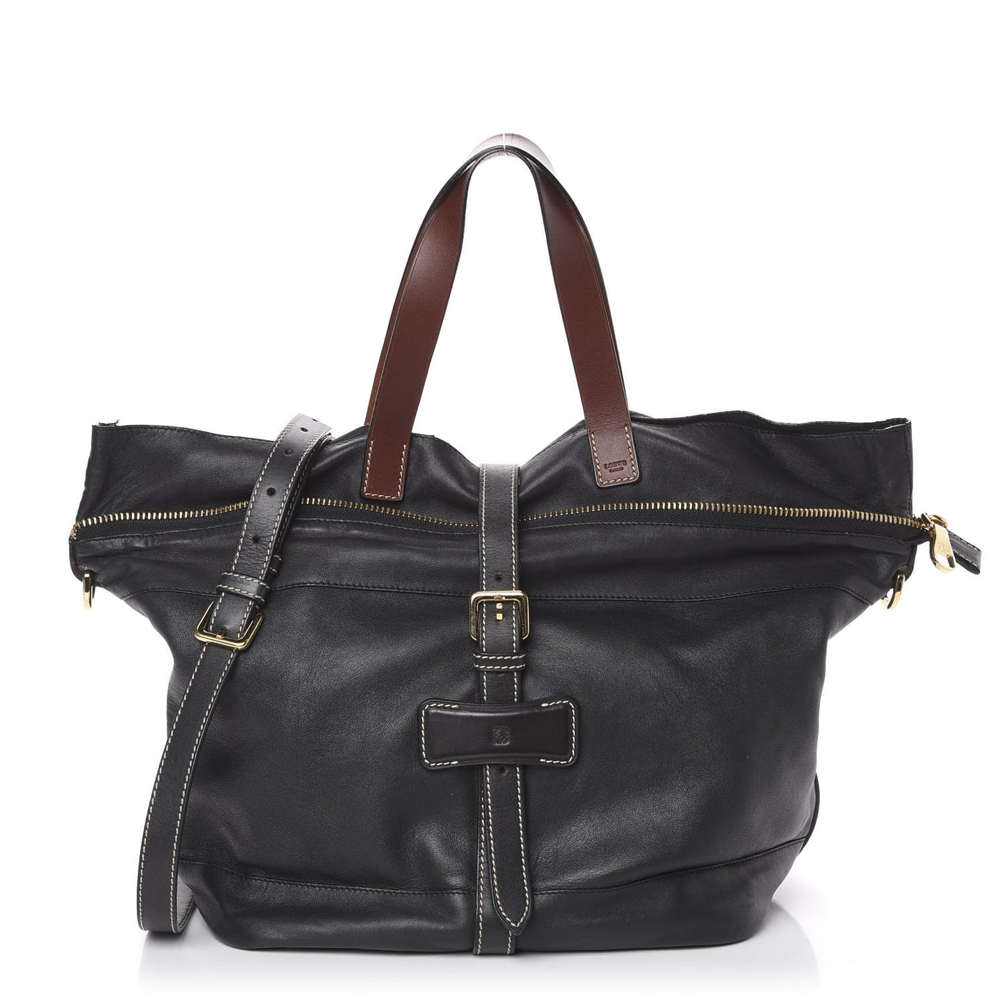 Lambskin Satchel Black Tan