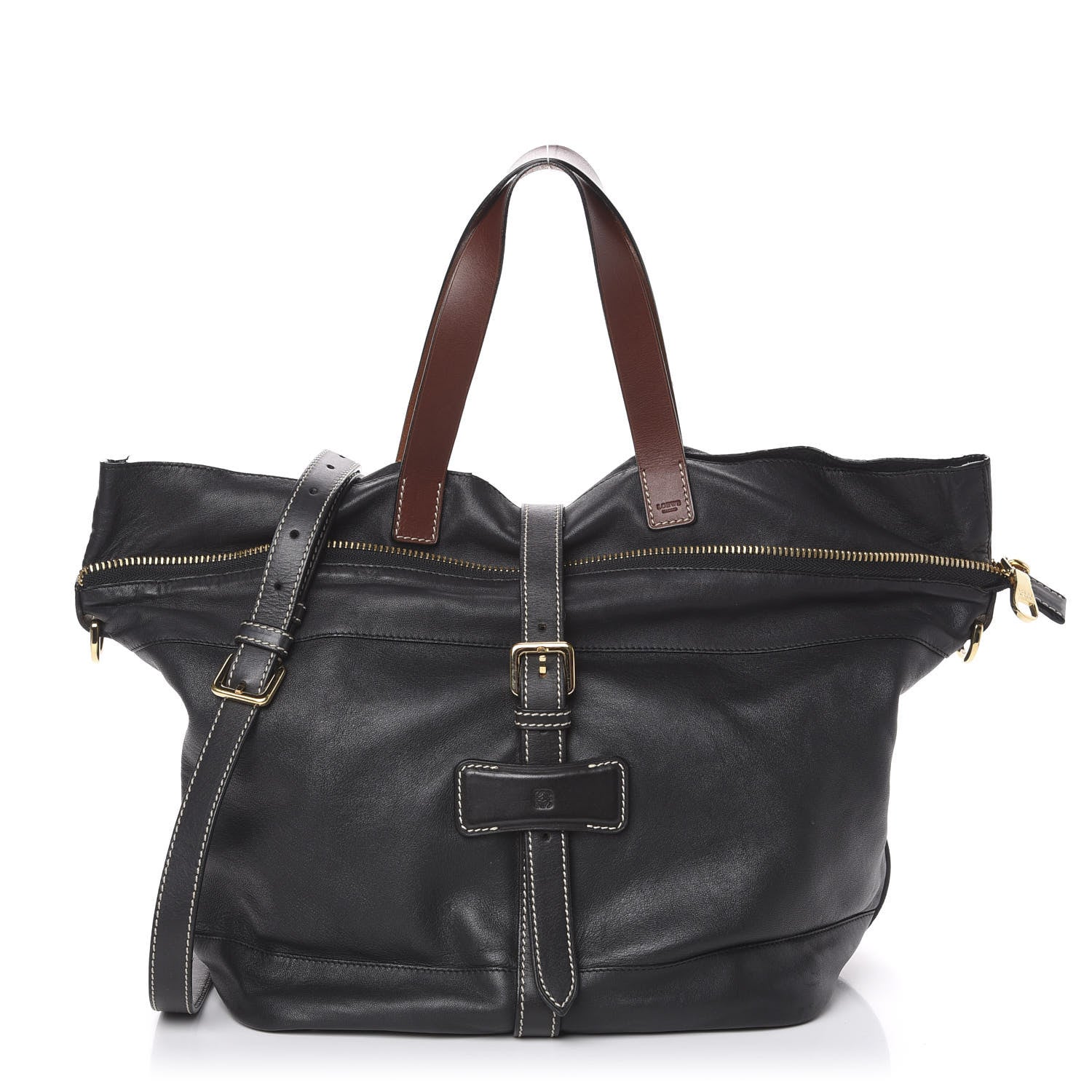 Loewe Lambskin Satchel Black Tan 1 of 15
