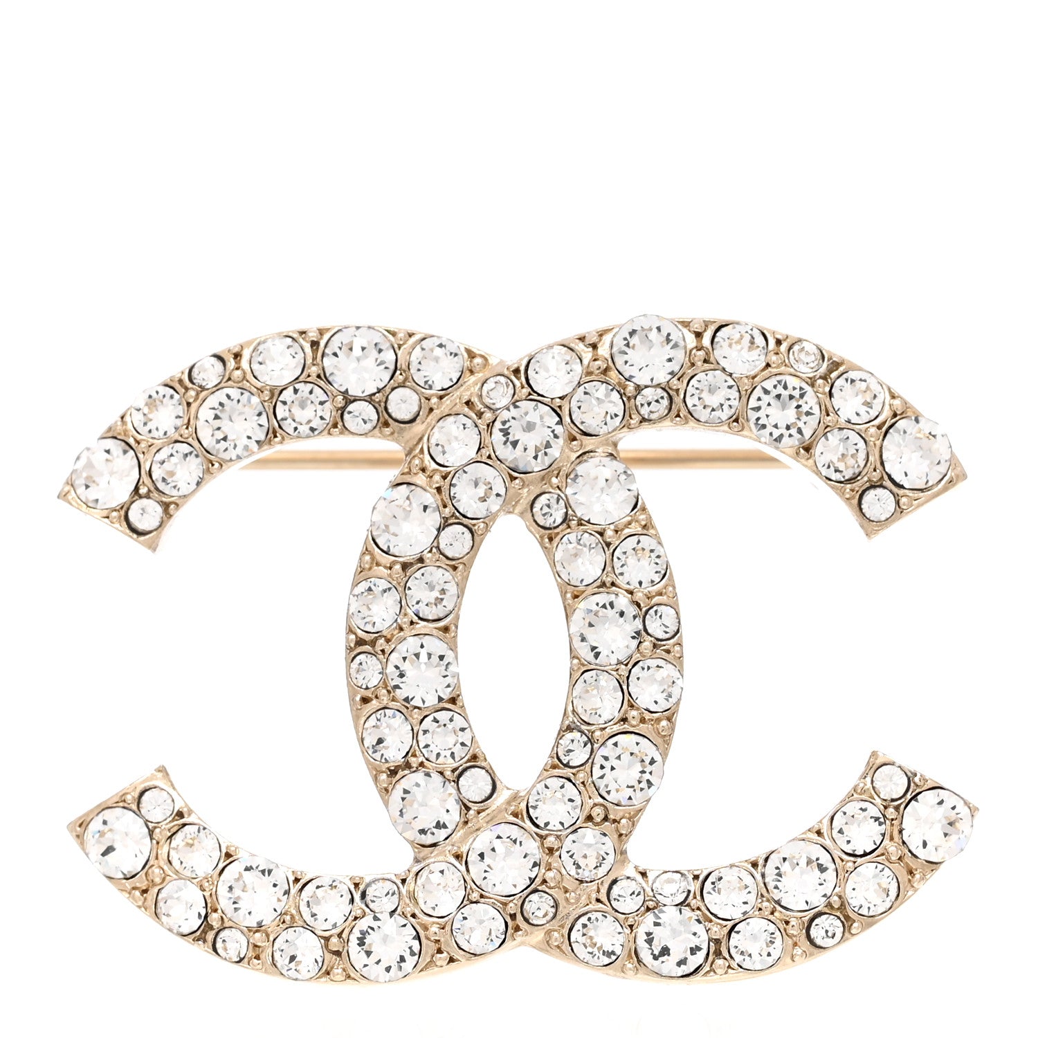 Chanel Crystal CC Brooch Light Gold 1 of 4