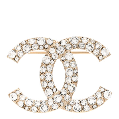 Chanel Crystal CC Brooch Light Gold 1 of 4
