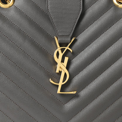 Saint Laurent Grain De Poudre Matelasse Chevron Monogram Shopping Bag Fog 8 of 10