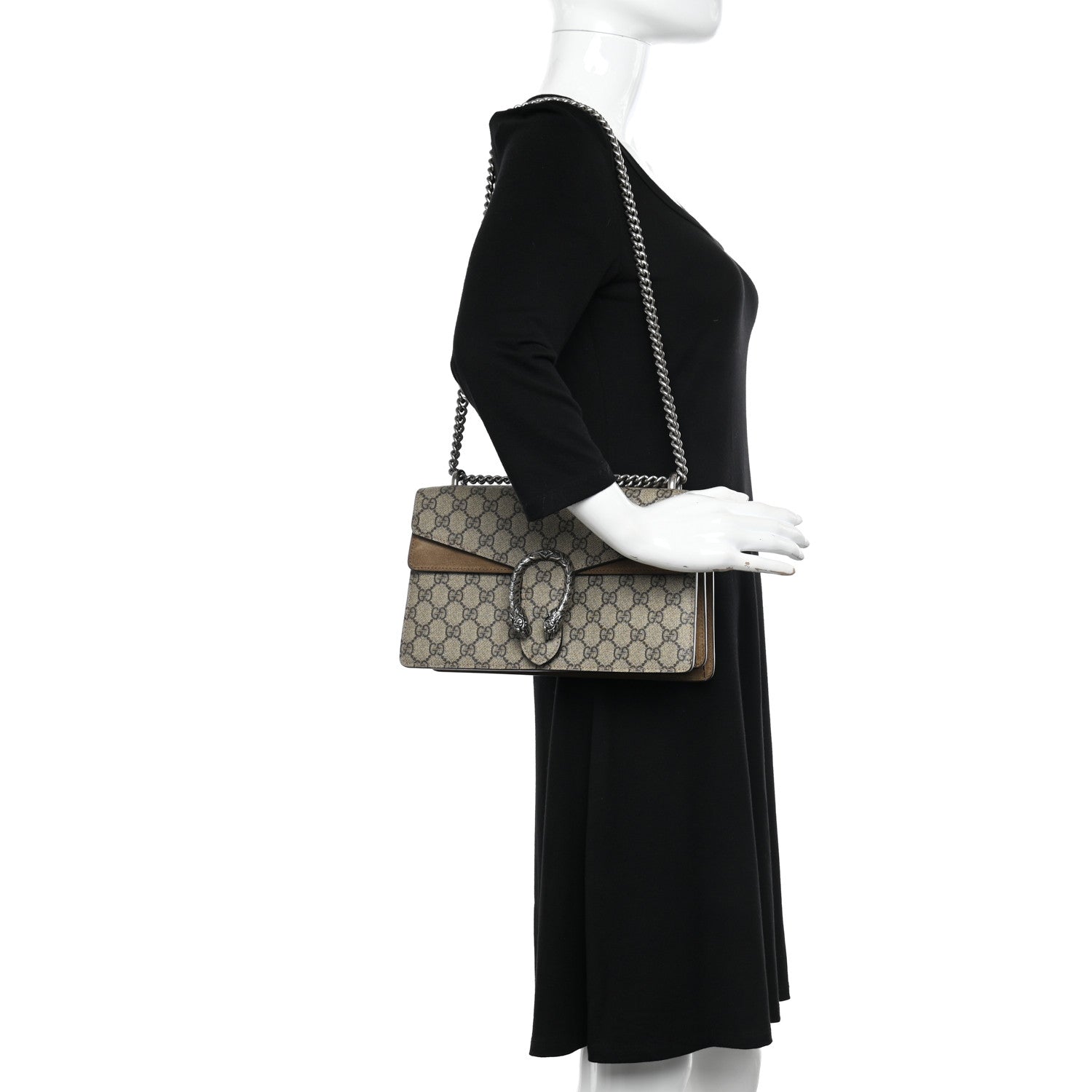 Gucci GG Supreme Monogram Small Dionysus Shoulder Bag Taupe 2 of 13