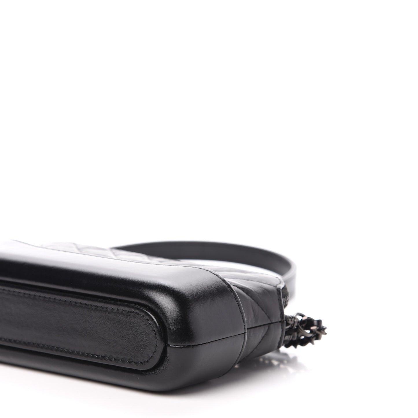Aged Calfskin Chevron Quilted Small Gabrielle Clutch With Chain So Black