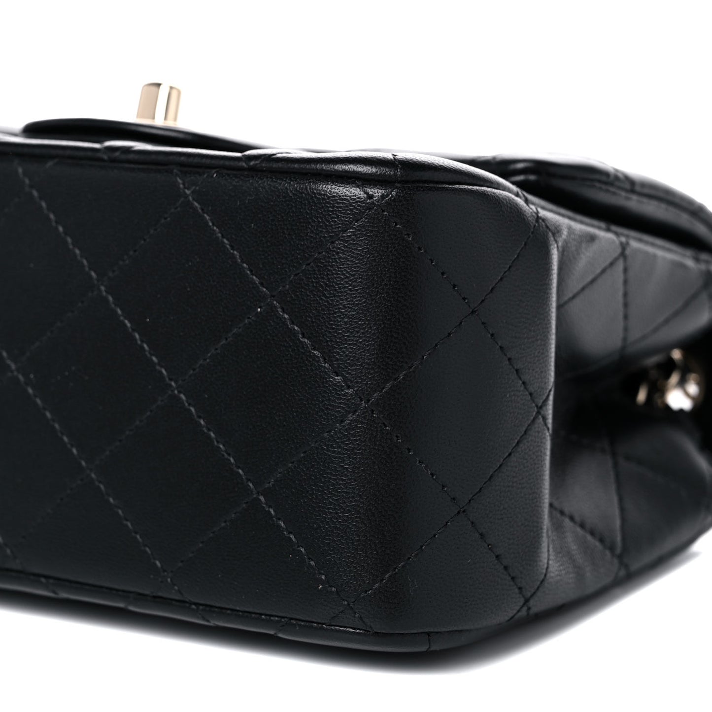 Lambskin Quilted Mini Square Flap Black