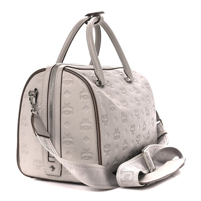 MCM Calfskin Ottomar Monogram Essential Boston Bag Dove 3 of 12