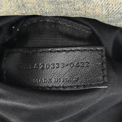 Saint Laurent Denim Quilted Toy Loulou Puffer Monogram Chain Satchel Blue Cinnamon 7 of 11