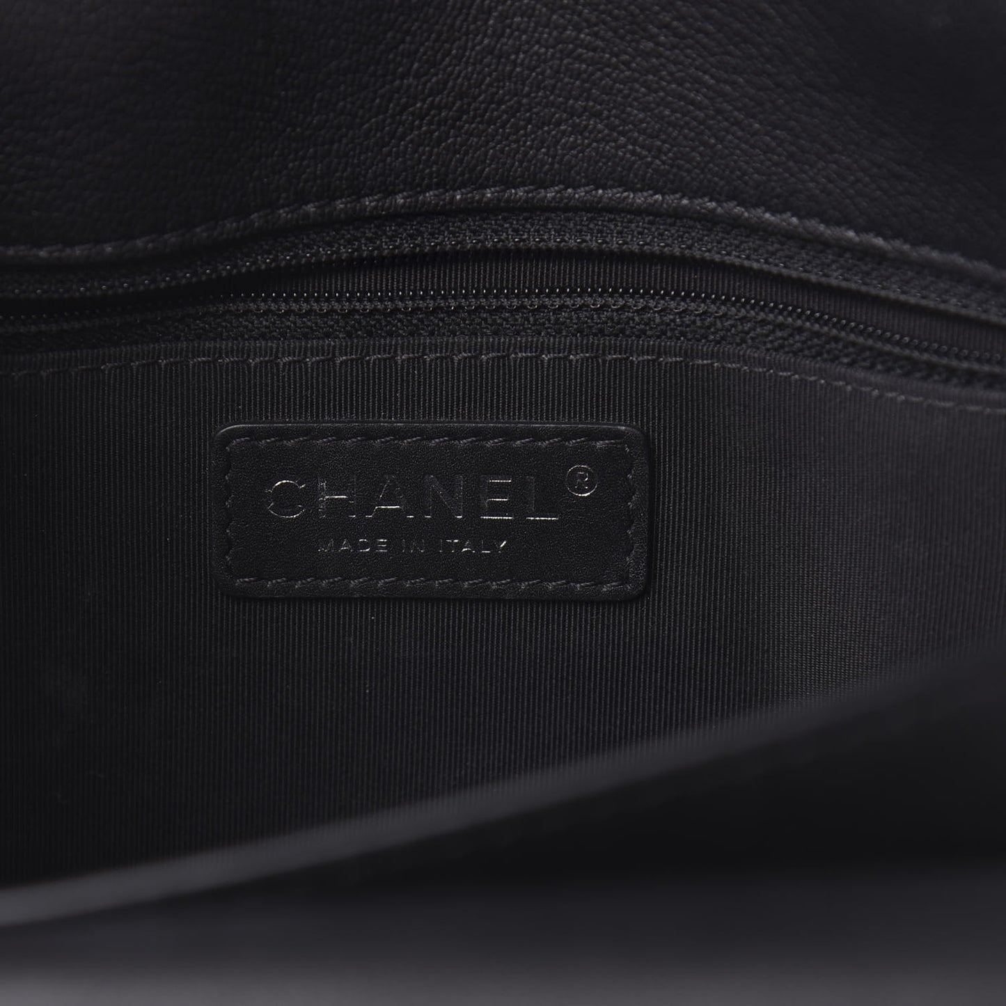 Lambskin Quilted Large Natural CC Flap Black