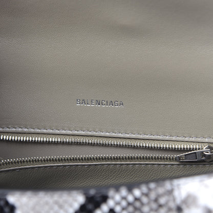 Balenciaga Calfskin Snake Effect Small Hourglass Top Handle Bag Black White 6 of 10
