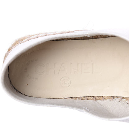 Chanel Grained Calfskin CC Espadrilles 38 White Black 9 of 10