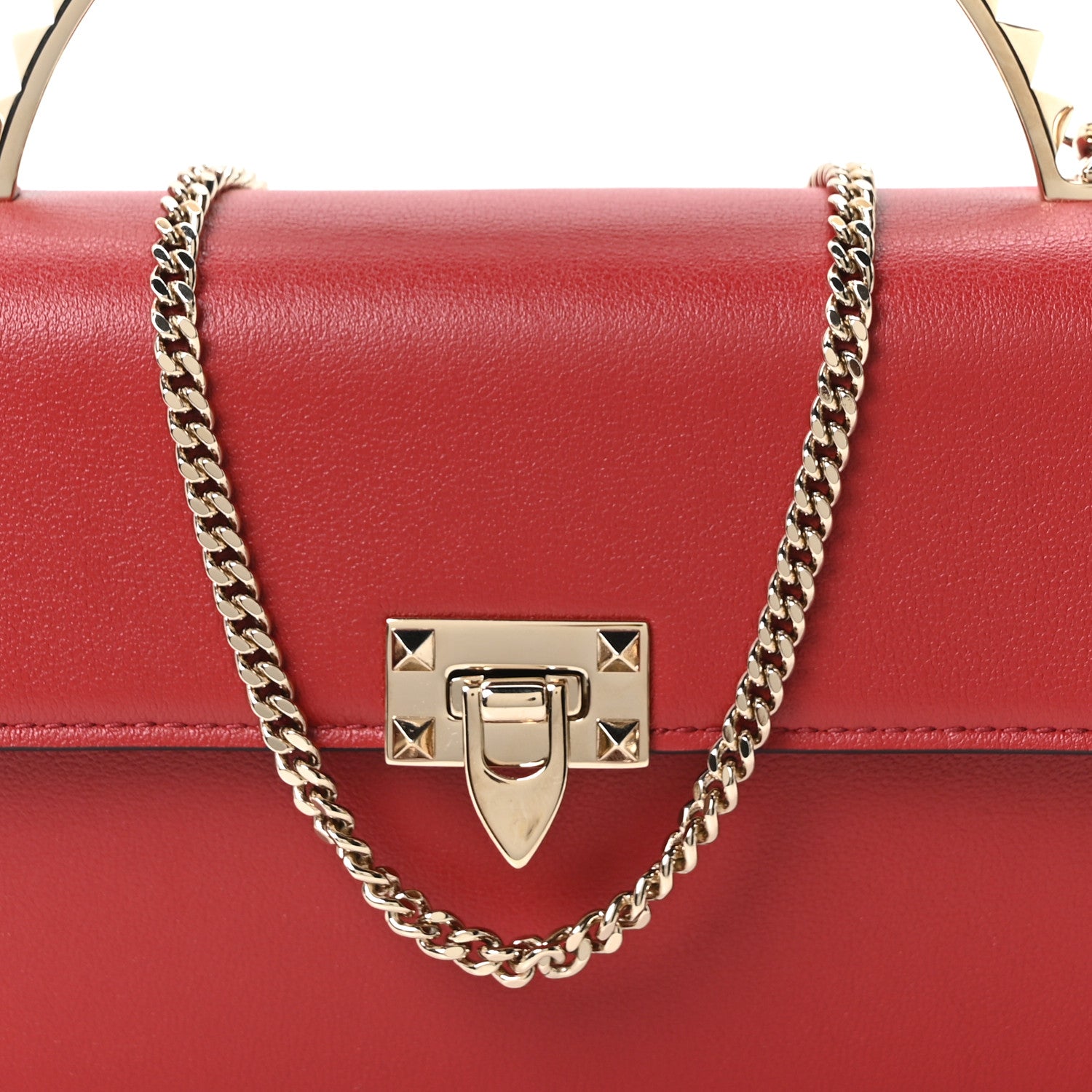 Valentino Garavani Vitello Rockstud Mini Top Handle Bag Red 7 of 9