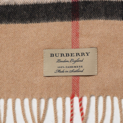 Burberry Cashmere Giant Check Fringe Scarf Camel 4 of 5