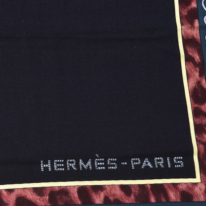Hermes Cashmere Silk Selle d'Officier En Grande Tenue Shawl 140 Marine Petrole Ciel 3 of 3